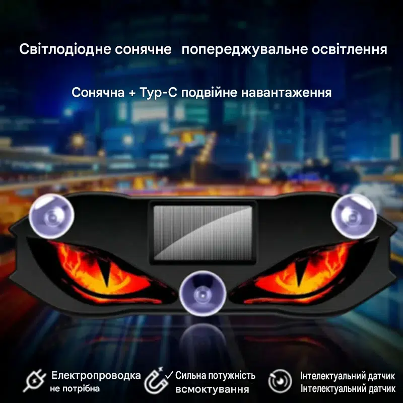 Світлодіодний автомобільний попереджувальний ліхтар на сонячних батареях