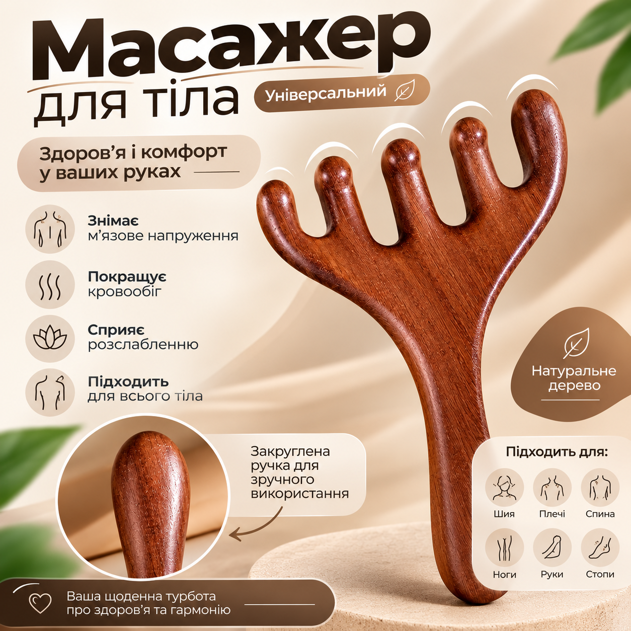 Гребінець для масажу Meridian із шістьма кігтями